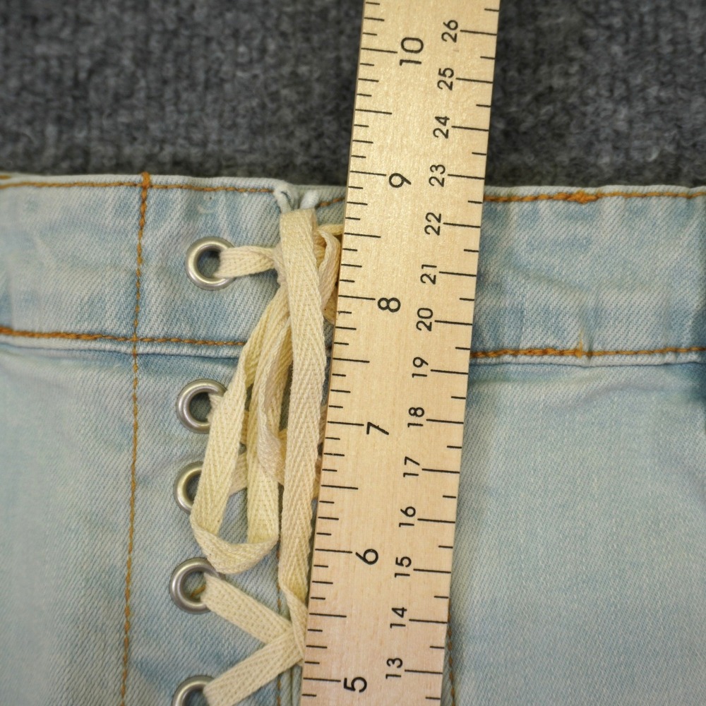 NEW Billabong Denim Shorts Women 27 Lite Hearted Lace Up Distressed Boho Cut Off - Picture 6 of 9